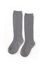 CABLE KNIT KNEE HIGHS - GREY