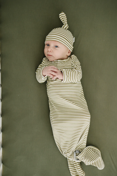 OLIVE STRIPE KNOT GOWN
