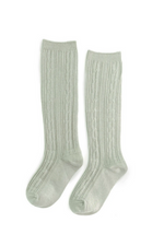 CABLE KNIT KNEE HIGHS - SAGE