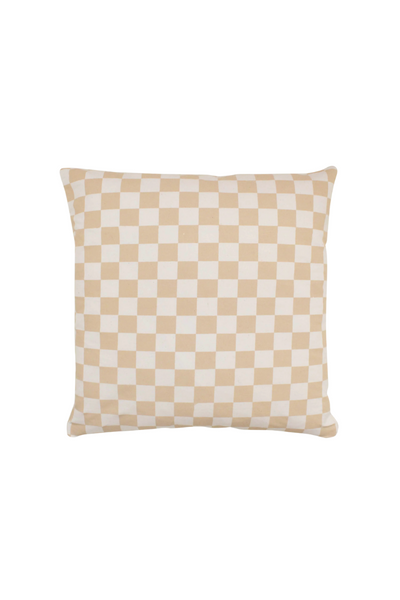 CHECKERED PILLOW COVER - TAUPE