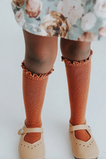 LACE TOP KNEE HIGHS - SUGAR ALMOND