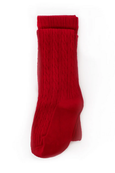 CABLE KNIT TIGHTS - TRUE RED