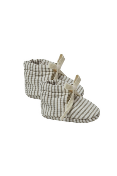RIBBED BABY BOOTIES - FERN STRIPE