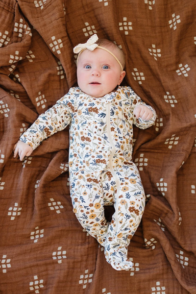 HARVEST FLORAL ZIP FOOTIE