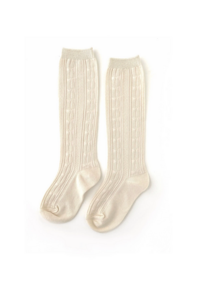 CABLE KNIT KNEE HIGHS - VANILLA CREAM