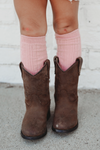 CABLE KNIT KNEE HIGHS - BLUSH
