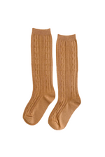 CABLE KNIT KNEE HIGHS - BISCOTTI
