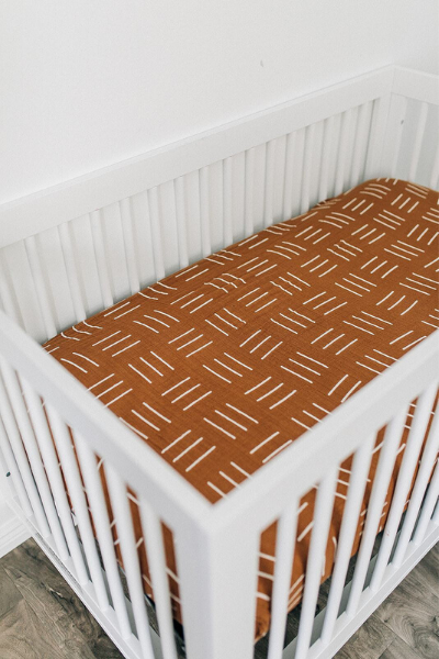 MUSTARD MUDCLOTH CRIB SHEET