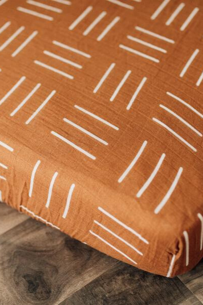MUSTARD MUDCLOTH CRIB SHEET