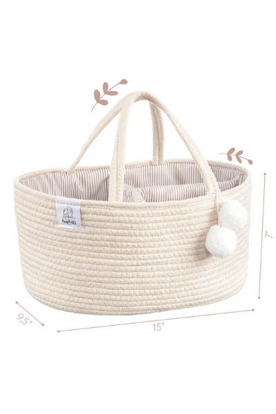 COTTON ROPE DIAPER CADDY - BEIGE