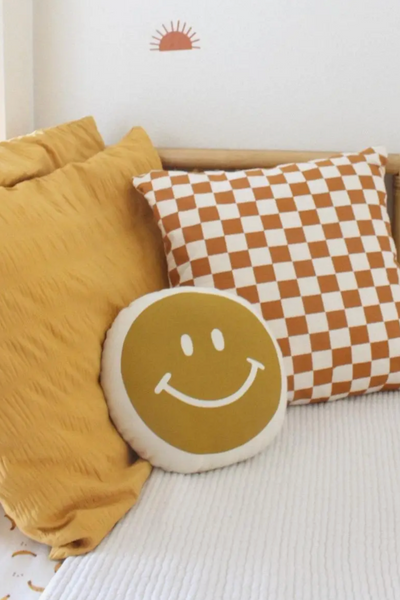 CHECKERED PILLOW COVER - RUST
