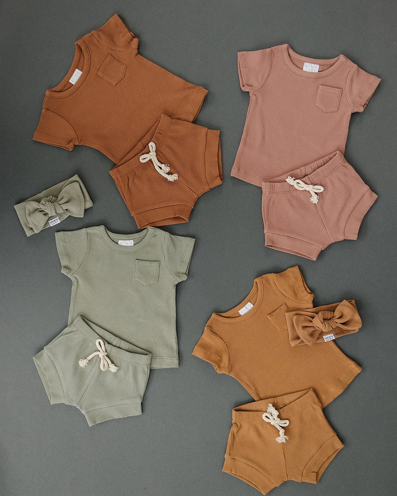 Mustard Organic Cotton Ribbed Short Set