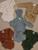 Grey Hooded Knit Cardigan