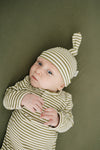 Olive Stripe Newborn Knot Hat
