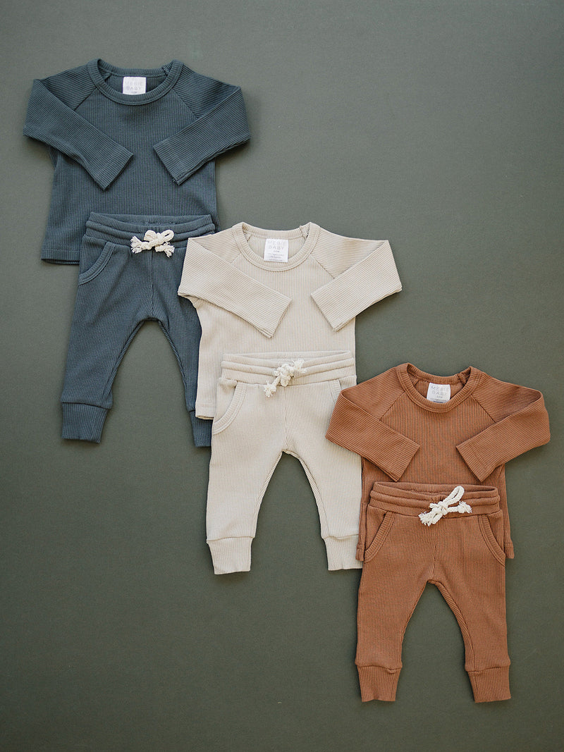 Rust Organic Cotton Ribbed Pocket Set