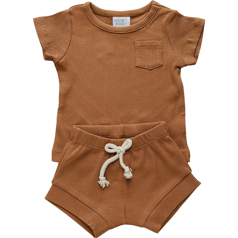 Rust Organic Cotton Ribbed Short Set