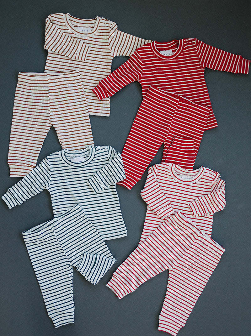 White + Red Ribbed Two-piece Cozy Set