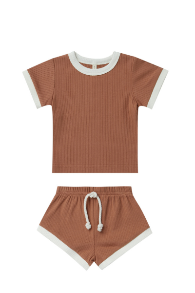 RIBBED SHORTIE SET - AMBER