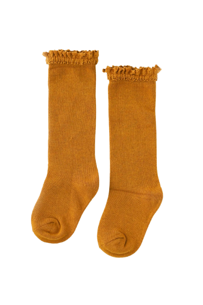 LACE TOP KNEE HIGHS - MUSTARD