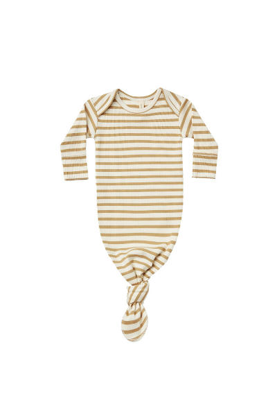 RIBBED KNOTTED GOWN - HONEY STRIPE
