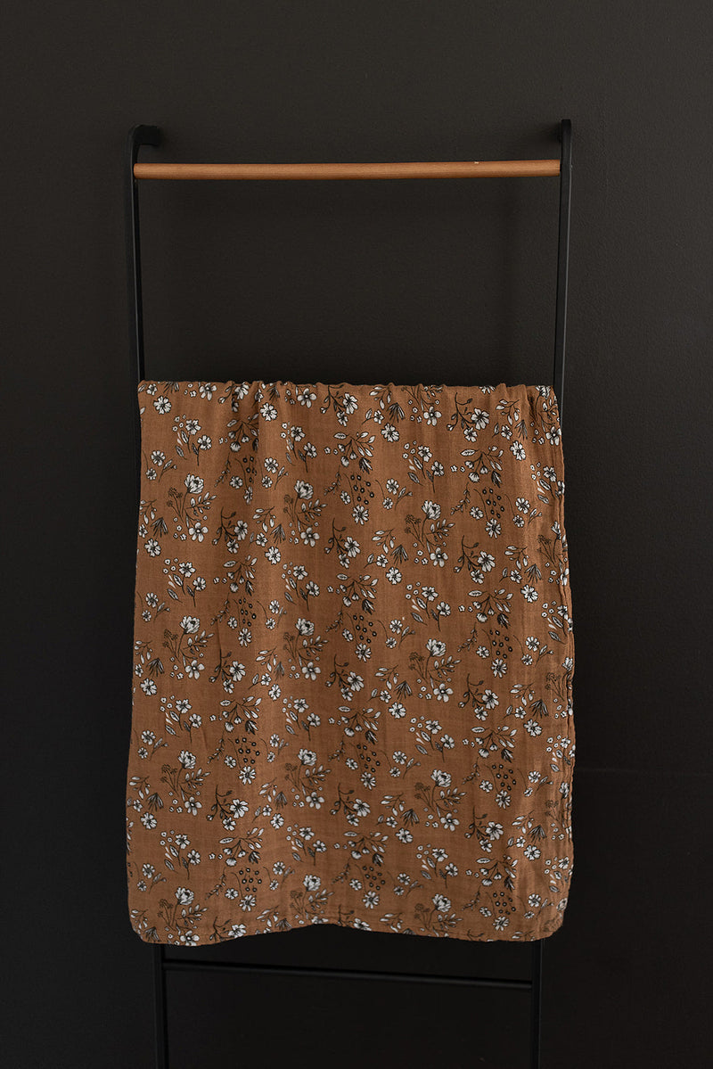 Vintage Floral Muslin Swaddle Blanket