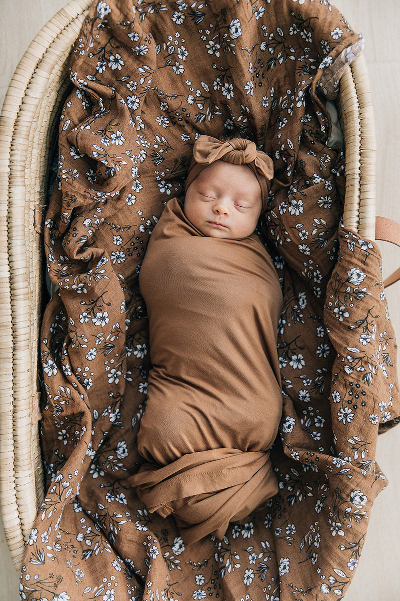 Vintage Floral Muslin Swaddle Blanket