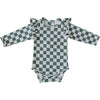 Green Checkered Ruffle Sleeve Bodysuit