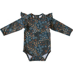 Navy Floral Ruffle Sleeve Bodysuit