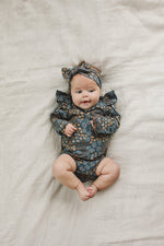 Navy Floral Ruffle Sleeve Bodysuit