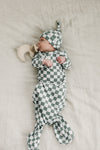 Green Checkered Newborn Knot Hat