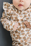 Magnolia Print Ruffle Sleeve Bodysuit