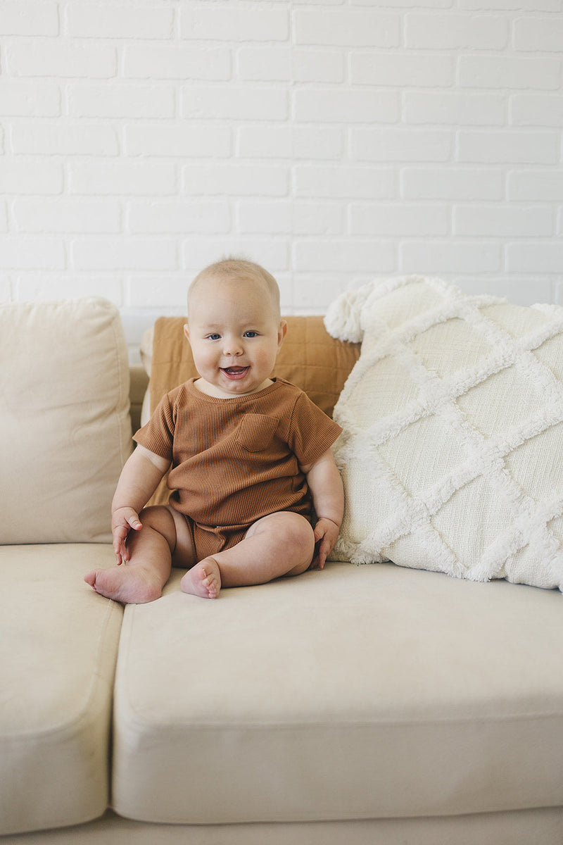 Mustard Organic Cotton Ribbed Short Set
