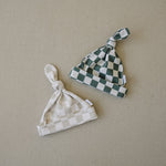 Taupe Checkered Newborn Knot Hat