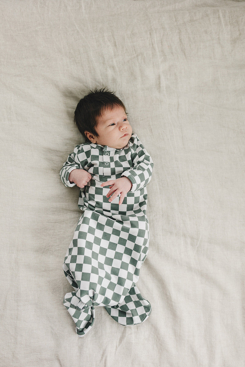 Green Checkered Knot Gown